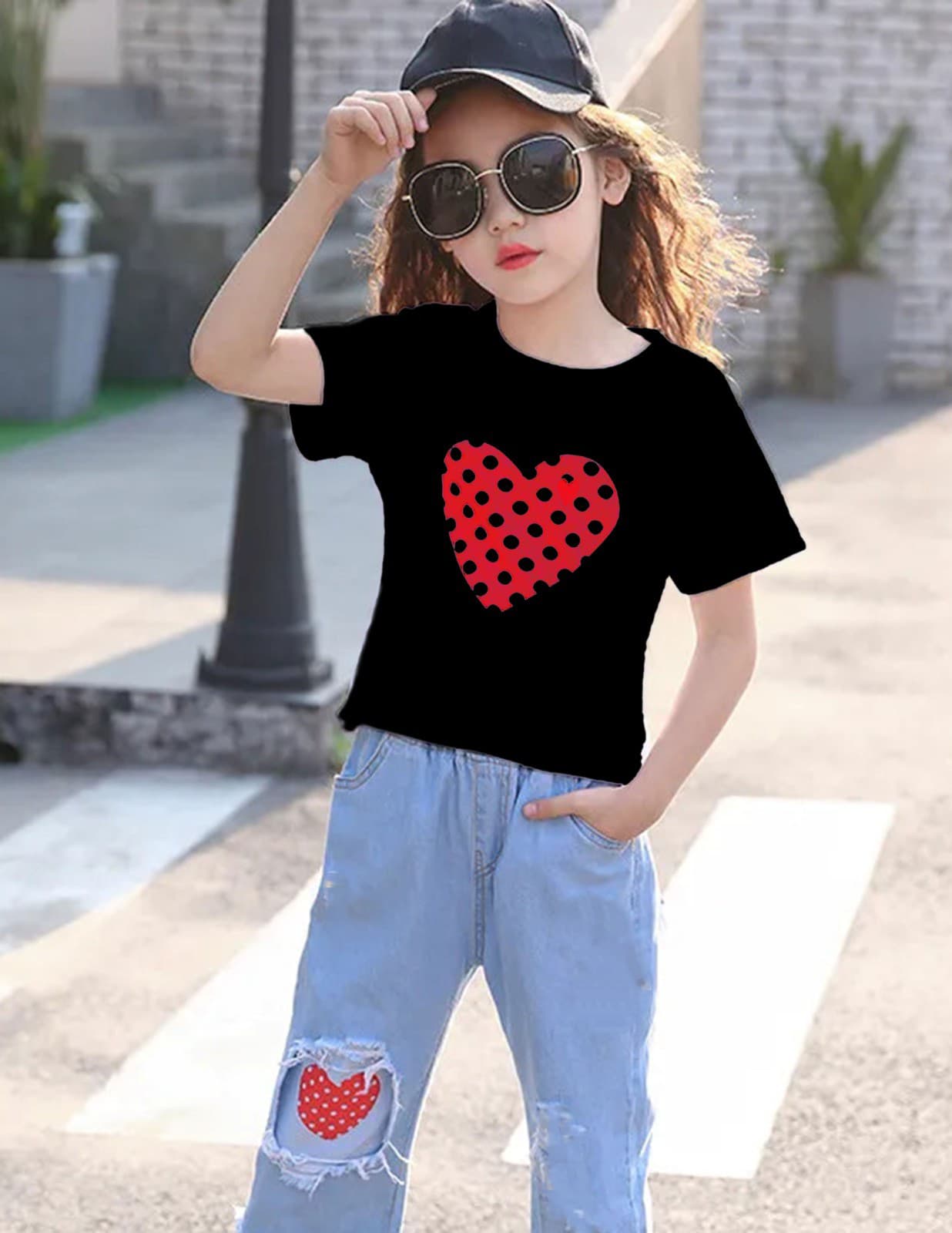 Kids girls Set  Fabrics Denim & Cotton - additional view