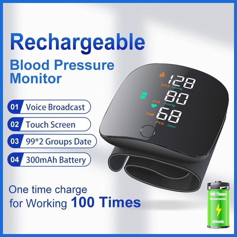 Automatic Rechargeable Digital Touch Screen Wrist type Blood-Pressure Machine/ BP Machine,RechargeableBPMachine,HealthMonitoring - additional view