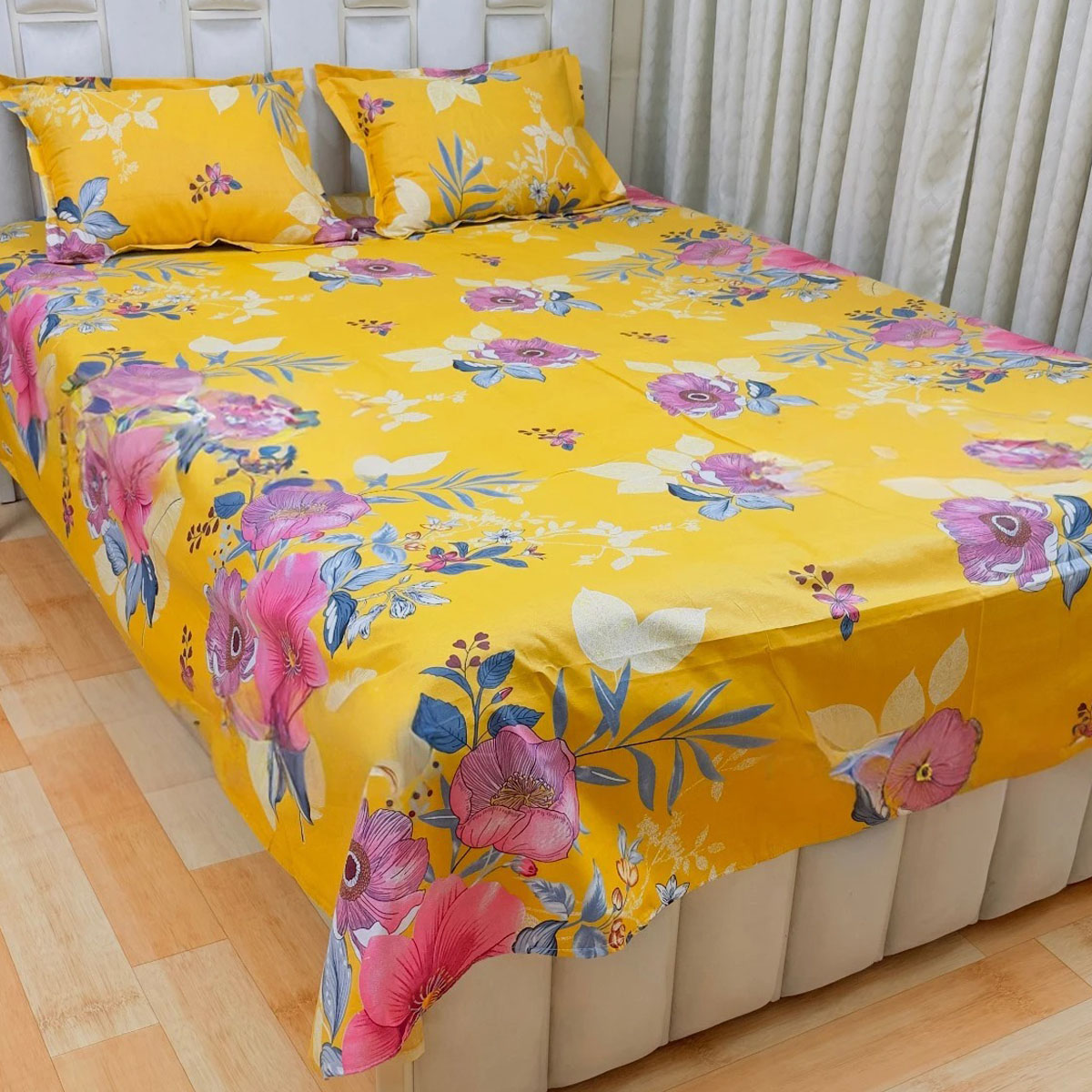 AC HOME TEX King Size Bed sheet With Two Pillow Covers - additional view