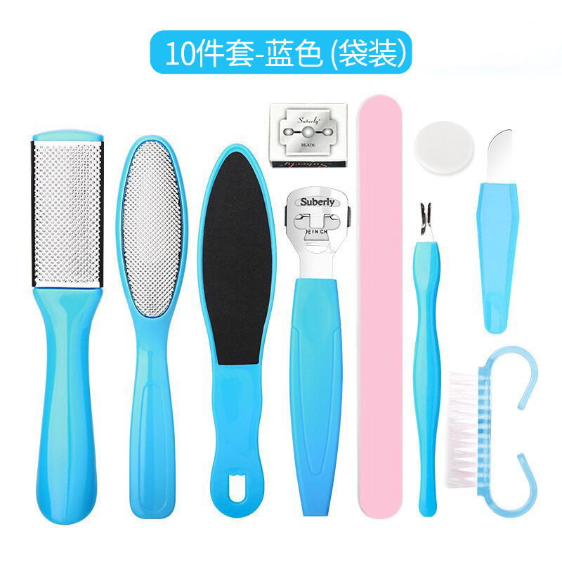 Foot Scrubber Set Pedicure Rasp Remover Stainless Steel Foot Cuticle Skin Callus Remover (10-Pcs OPP) - additional view