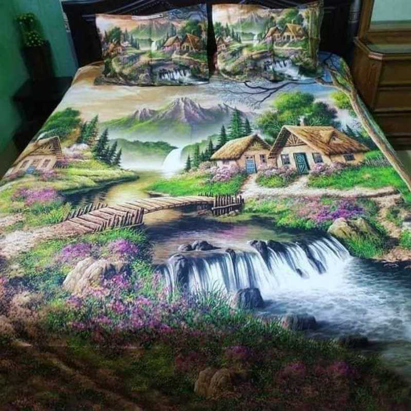 Luxury Panel Bed sheet With Two Matching Pillow Covers - additional view