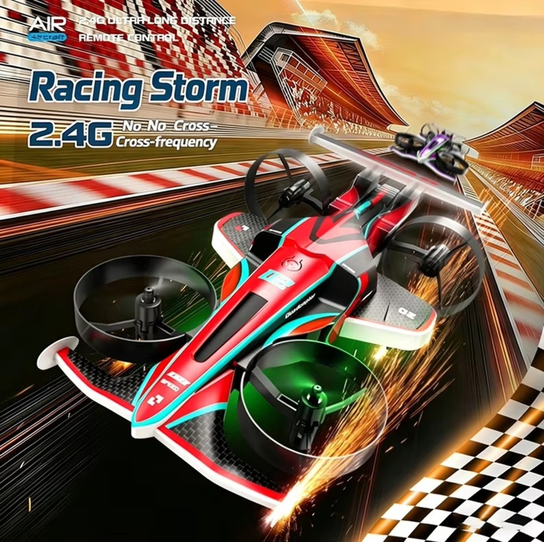 Drift Deformable RC Flying Drift Car 2 in One Air Ground Quadcopter Remote Control Electric Racing Toy for Boys Gift 1/30 Scale - additional view