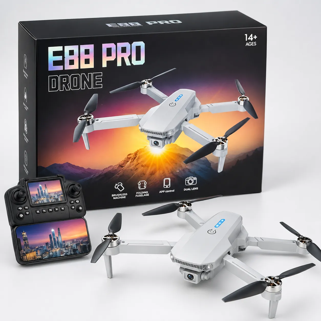 E88 Pro drone  Dual Camera Foldable Drone with Screen Remote - additional view