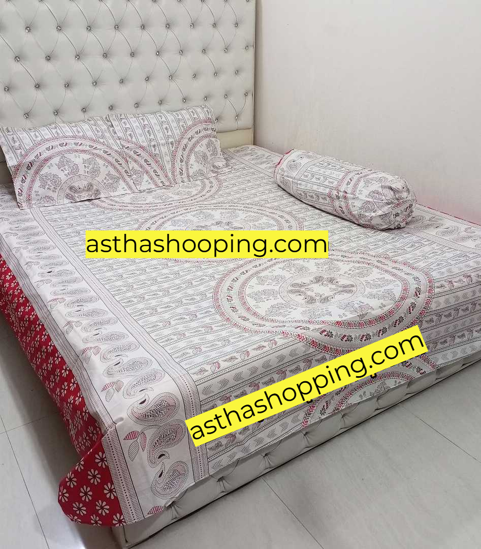 AC HOME TEX King Size Bed sheet With Two Pillow Covers