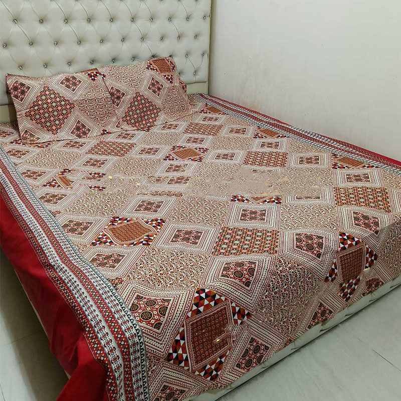 AC HOME TEX King Size Bed sheet With Two Pillow Covers