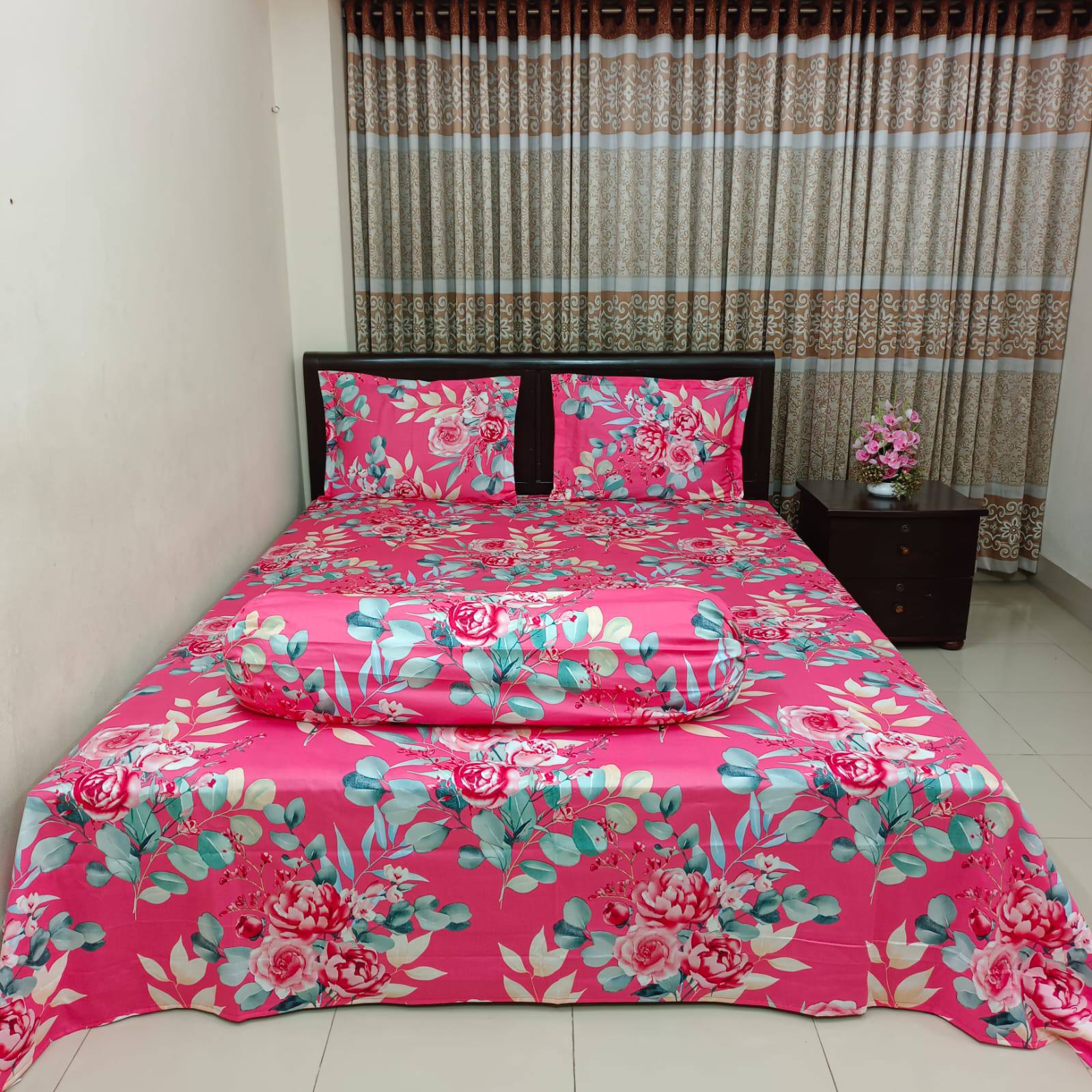 AC HOME TEX King Size Bed sheet With Two Pillow Covers