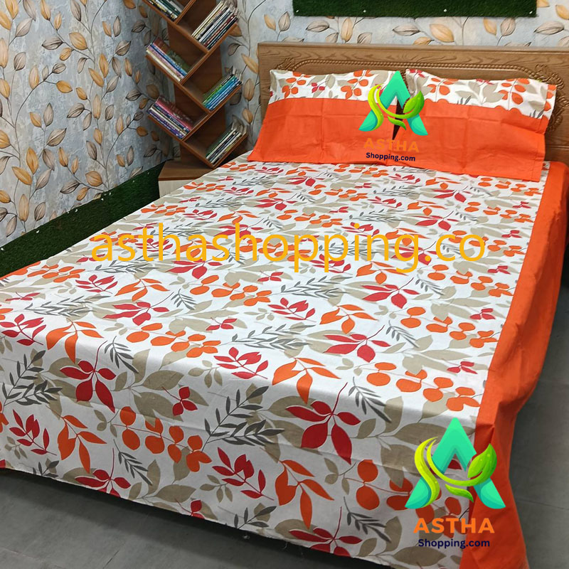 AC HOME TEX King Size Bed sheet With Two Pillow Covers