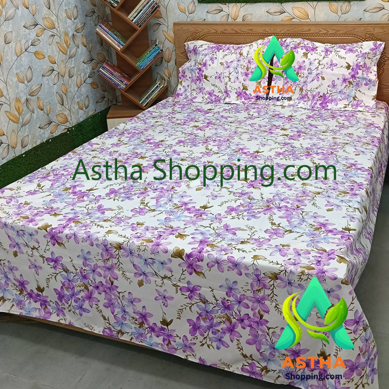 AC HOME TEX King Size Bed sheet With Two Pillow Covers
