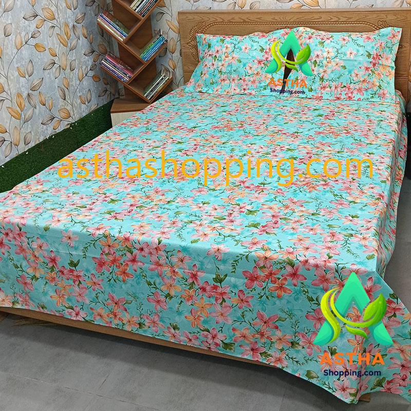 AC HOME TEX King Size Bed sheet With Two Pillow Covers