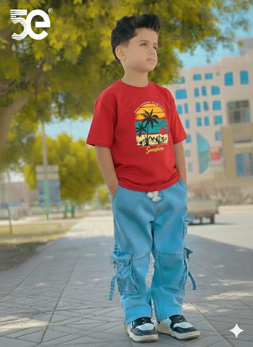 ✨👕T-Shirt & Denim Pant Set for Stylish Kids! 👖✨