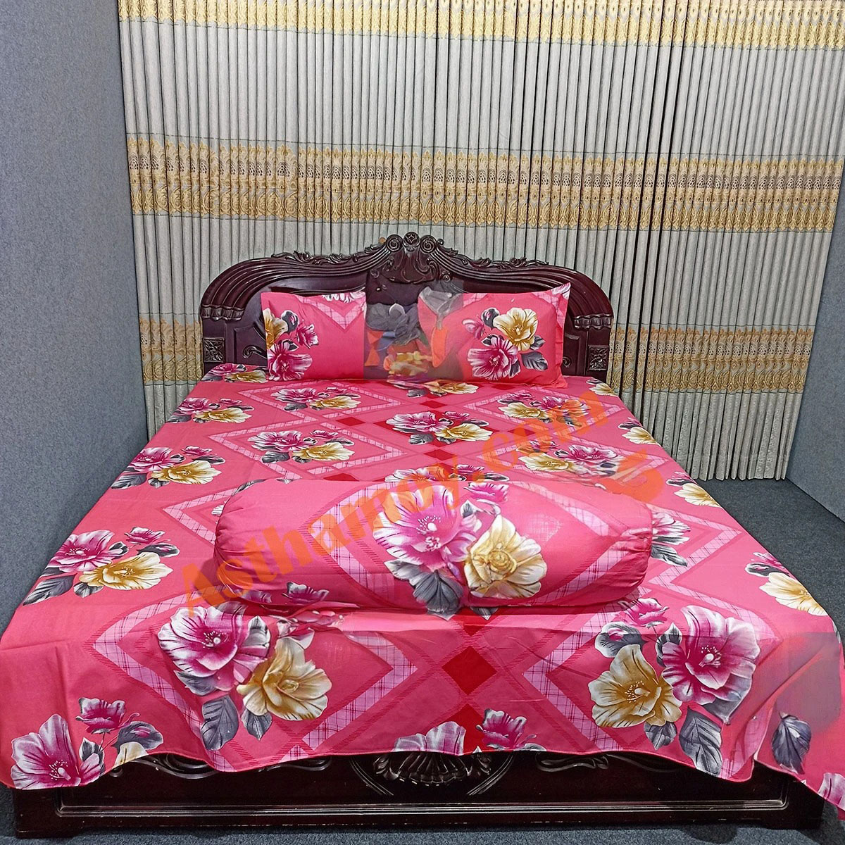 AC HOME TEX King Size Bed sheet With Two Pillow Covers
