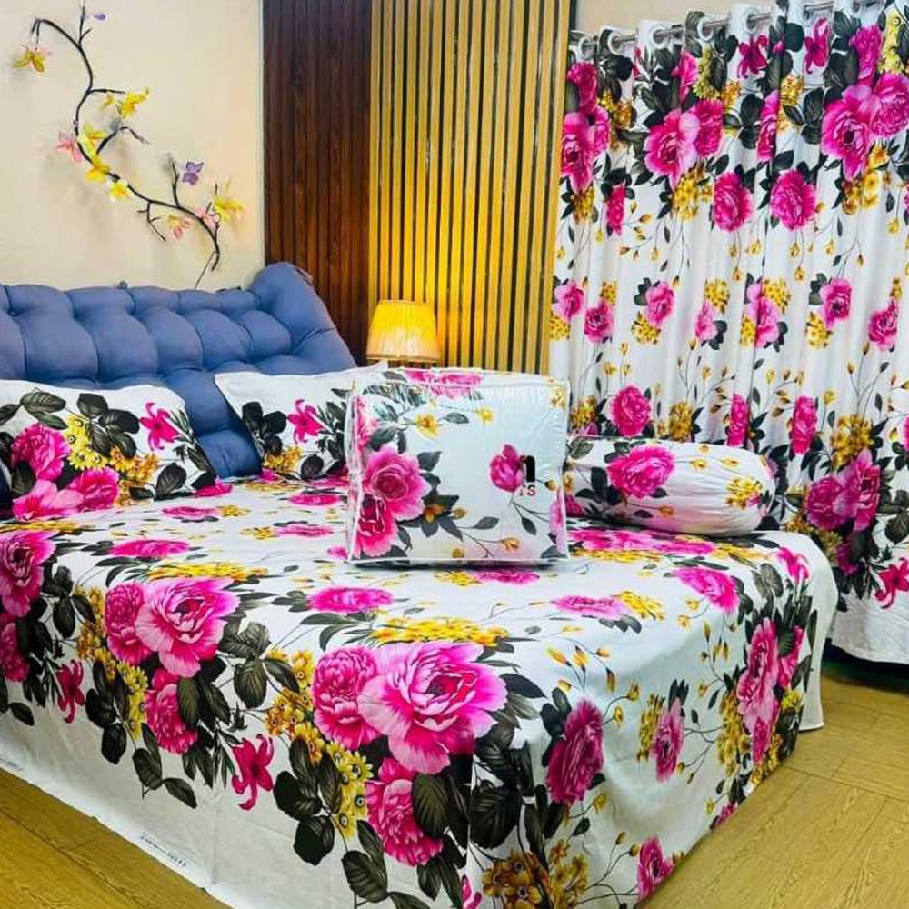 Luxury Twill Cotton 5 Piece Comforter Set – King Size Bed Sheet & Pillow Covers