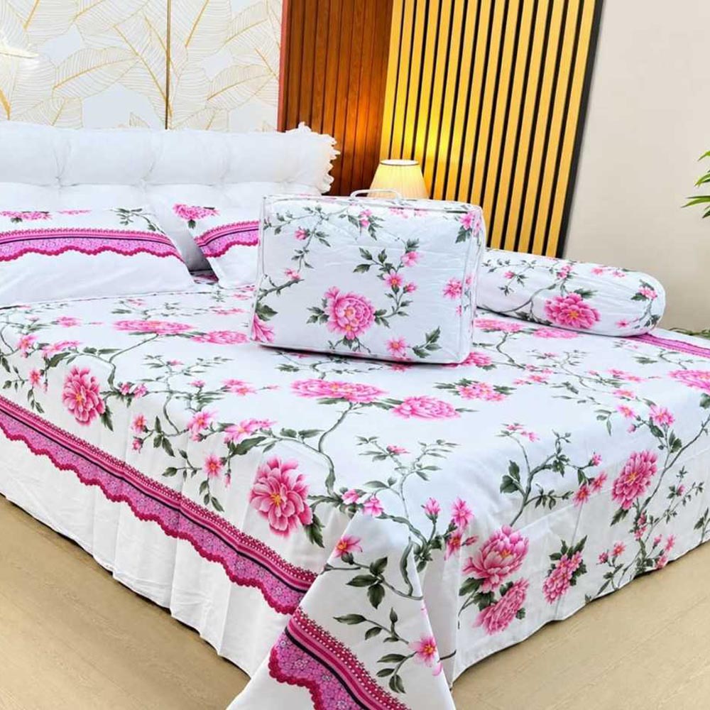 Luxury Twill Cotton 5 Piece Comforter Set – King Size Bed Sheet & Pillow Covers