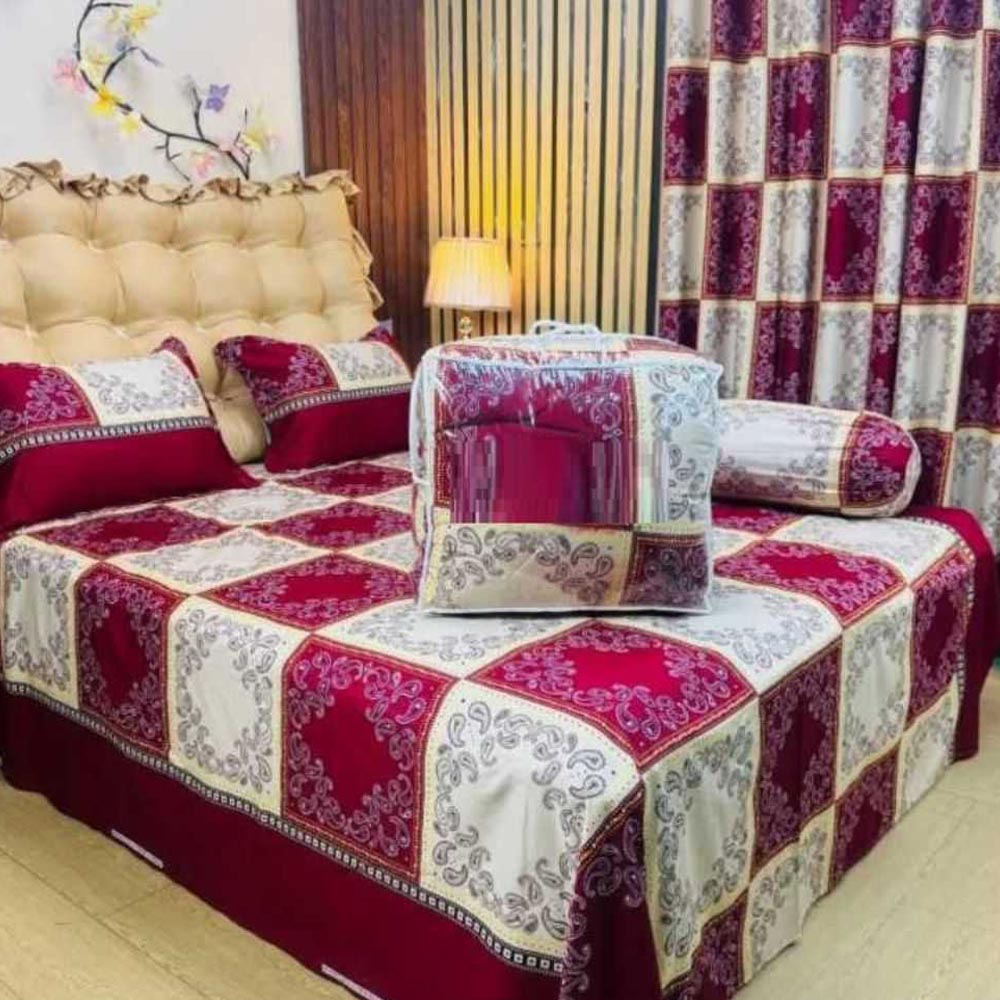 Luxury Twill Cotton 5 Piece Comforter Set – King Size Bed Sheet & Pillow Covers