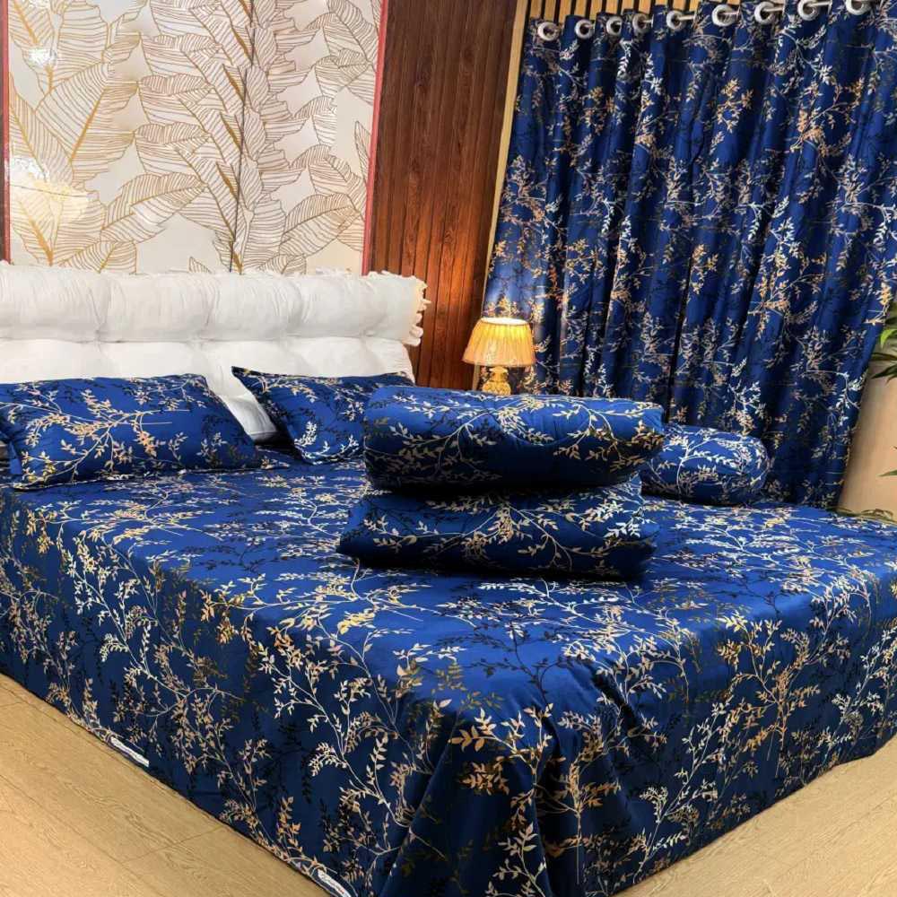 Luxury Twill Cotton 5 Piece Comforter Set – King Size Bed Sheet & Pillow Covers