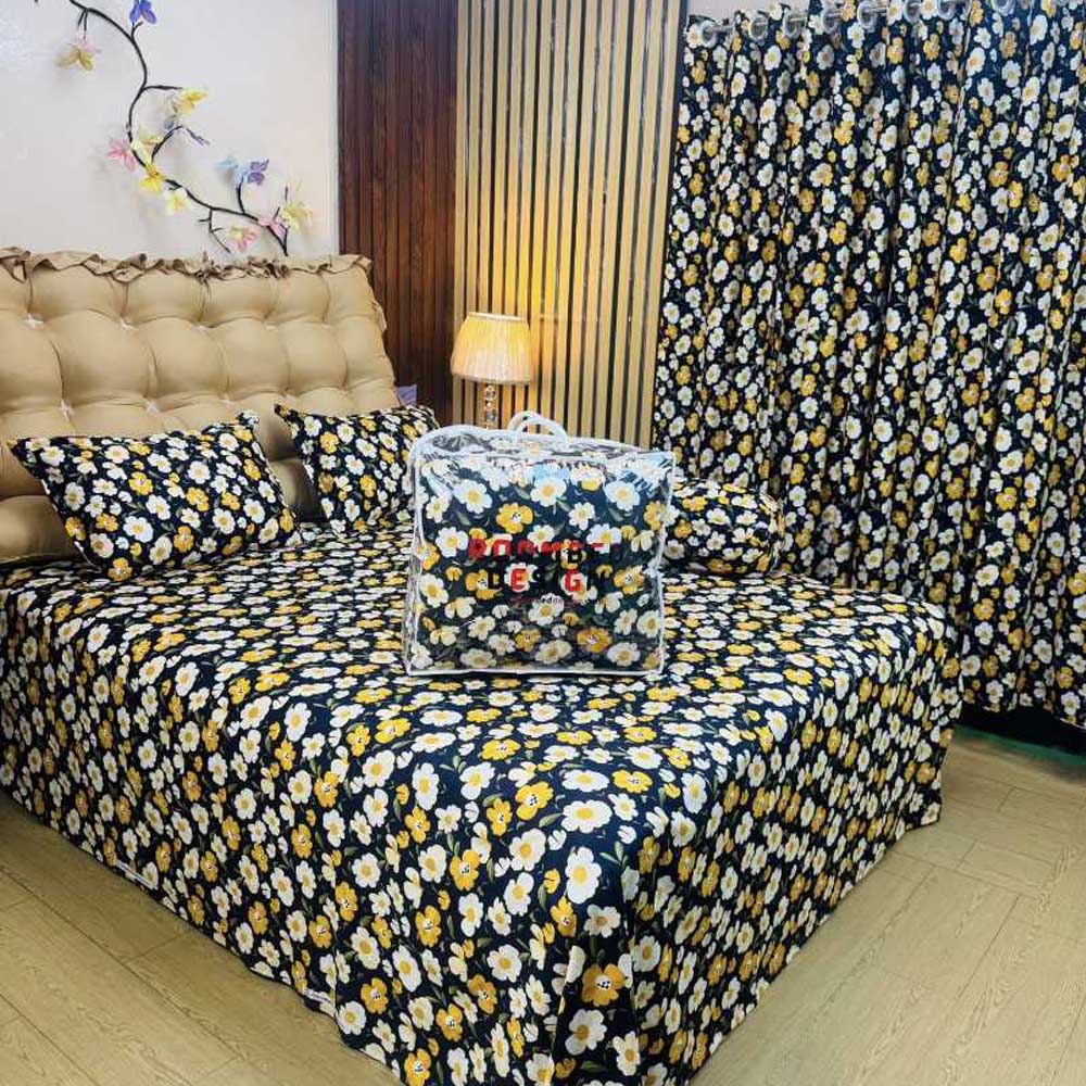 Luxury Twill Cotton 5 Piece Comforter Set – King Size Bed Sheet & Pillow Covers