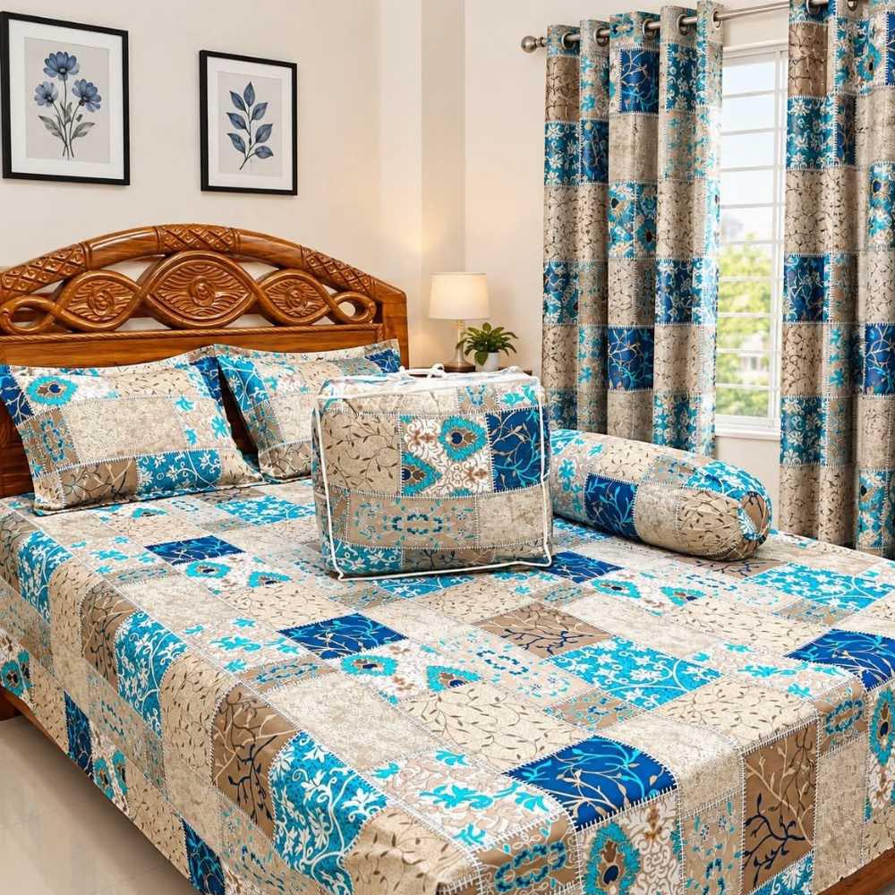 Luxury Twill Cotton 5 Piece Comforter Set – King Size Bed Sheet & Pillow Covers