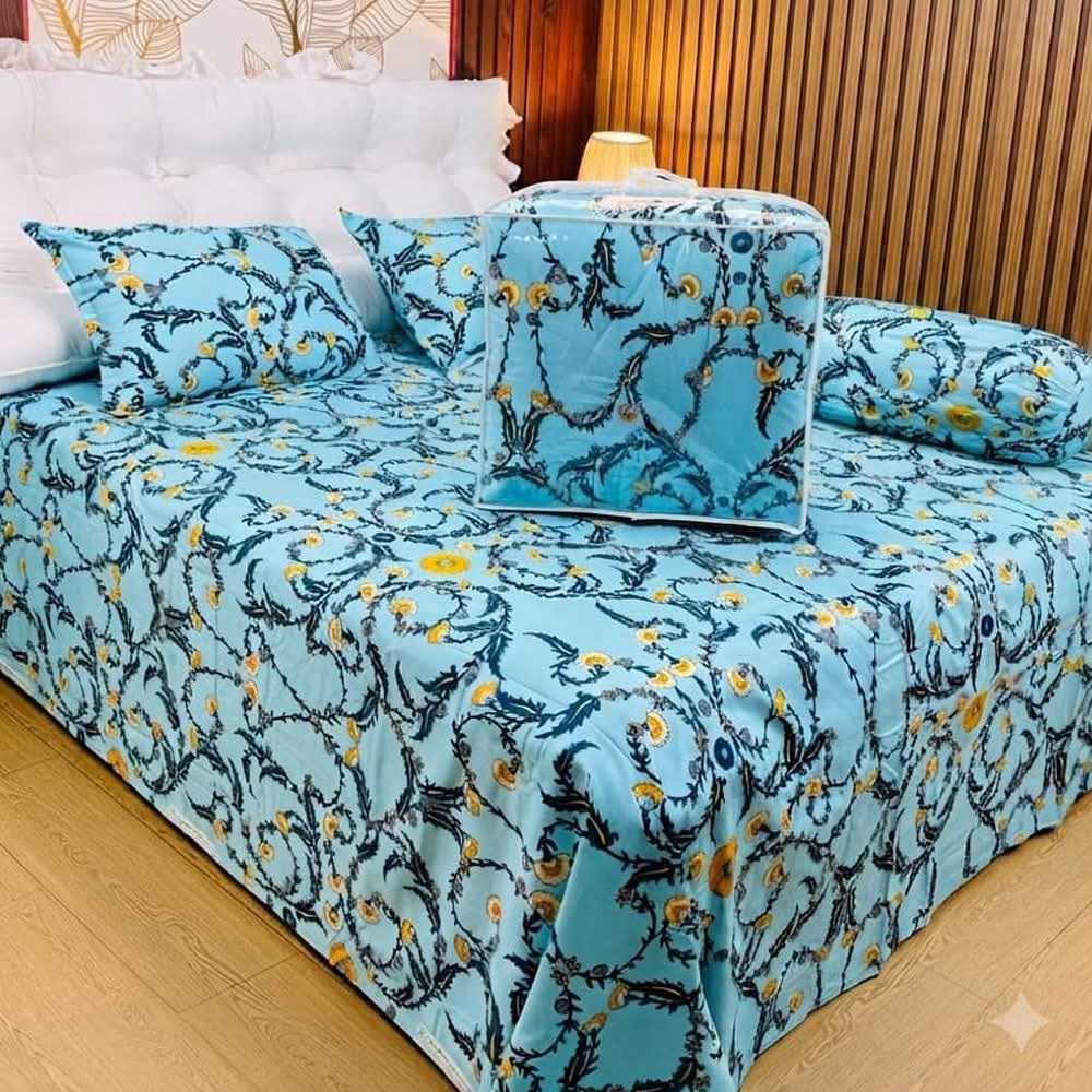 Luxury Twill Cotton 5 Piece Comforter Set – King Size Bed Sheet & Pillow Covers