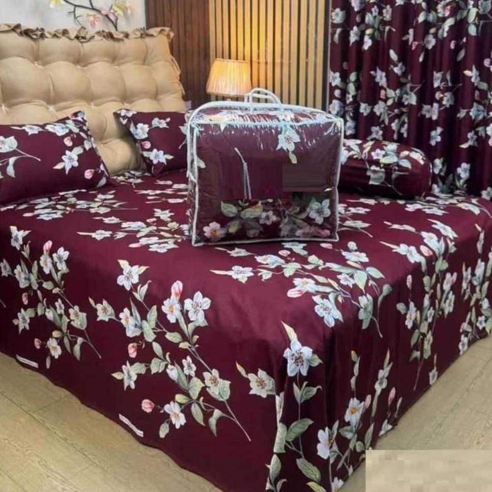 Luxury Twill Cotton 5 Piece Comforter Set – King Size Bed Sheet & Pillow Covers