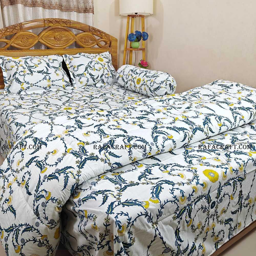 Luxury Twill Cotton 5 Piece Comforter Set – King Size Bed Sheet & Pillow Covers