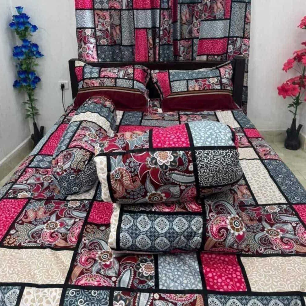Luxury Twill Cotton 5 Piece Comforter Set – King Size Bed Sheet & Pillow Covers