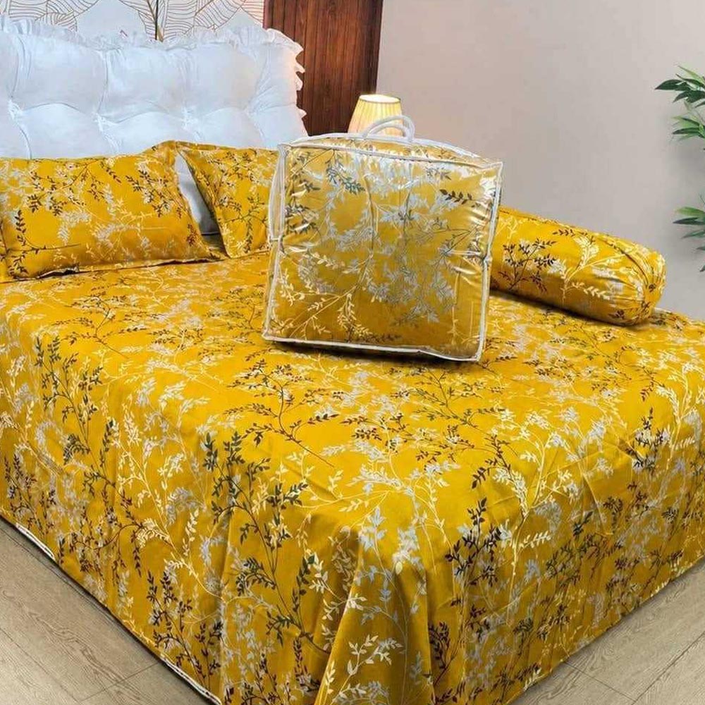 Luxury Twill Cotton 5 Piece Comforter Set – King Size Bed Sheet & Pillow Covers