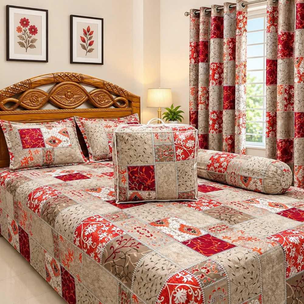 Luxury Twill Cotton 5 Piece Comforter Set – King Size Bed Sheet & Pillow Covers